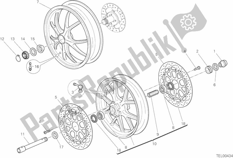 Alle onderdelen voor de Wielen van de Ducati Superbike 848 EVO 2012